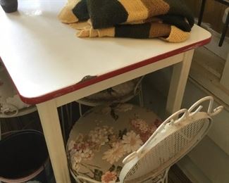 Front porch area (enclosed) - vintage table - 4 ice cream chairs with cushions (sold separately)