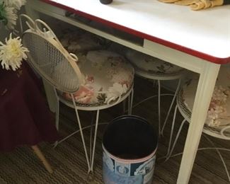 Front porch area (enclosed) - vintage table - 4 ice cream chairs with cushions (sold separately)