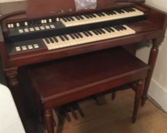 Hammond Organ with stool & paperwork