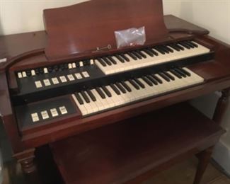 Hammond Organ with stool & paperwork