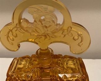 Beautiful rare perfume bottle fan top