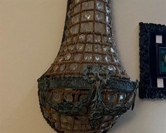 Ornate French crystal wall lights