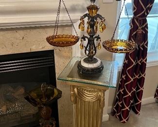 Amber glass scales and column