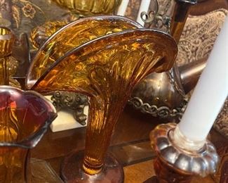 Large collection amber glass