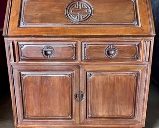 VINTAGE ASIAN STYLE SLANT FRONT DESK 