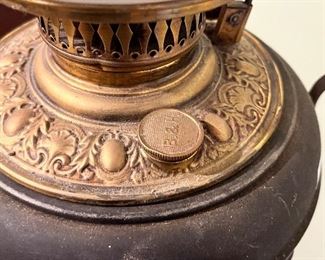 VIEW OF BRASS FONT MARKED “B & H” 