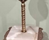 ELABORATE VICTORIAN BRASS PIANO LAMP WITH HAND PAINTED GLOBE 