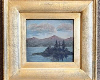 OIL ON BOARD PAINTING IN GILT FRAME 