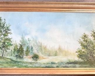 LARGE ARTIST SIGNED OIL ON CANVAS LANDSCAPE PAINTING 