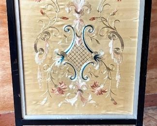 ANTIQUE NEEDLEWORK FIRE SCREEN 