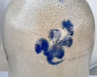19th C. BLUE DECORATED STONEWARE JUG “A.K. BALLARD BURLINGTON VT.” 