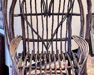 LARGE ADIRONDACK ARM CHAIR WITH CENTRAL HEART MOTIF 