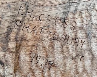 MARKINGS ON EAGLE - “P.H. CROSS SHAFTSBURY VT. 1987” 