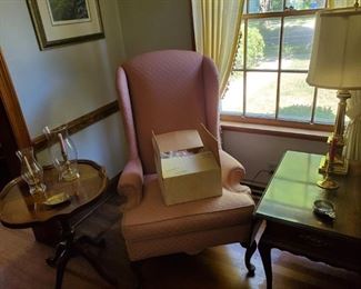Wing Back Chair and Pie Crust Table