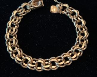 Double Link Heavy Bracelet Marked 14K Gold 