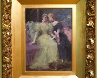 Gorgeous Genre Painting by John Henry Witte (1840-1901), in Period Gilt Wood Frame.