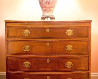 Pair of Baker Elm Bowfront Chests