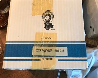 40 vintage Lismore Waterford made in Ireland: champagne, wine  n brandy glasses in original boxes