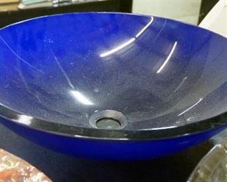 Cobalt Blue Glass 17" Round Vessel Sink