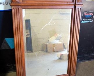 Wood Framed Beveled Glass Vanity Mirror, 39" x 30"