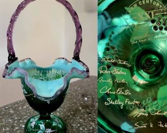 FENTON New Century XXI art glass basket $98 or bid#9