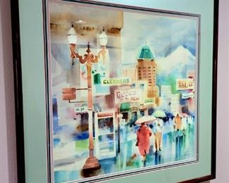 Portland cityscape original watercolor by MURIEL PALLAY $425 or bid #20