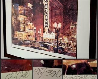 Portland OR lithograph, "Broadway Bright Lights" artist signed and numbered 48/300 $175 or bid #30