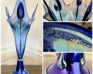 Magnificent Art Glass Vase by COOK STUDIOS 2002 $349 or bid #25