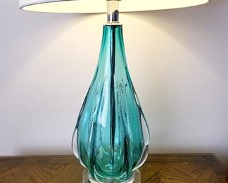 Aquamarine Art Glass Lamp #10