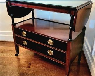 Vintage mahogany drop-leaf serving cart, excellent condition $265 or bid #24