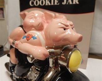 UniqueTwo Hogs on a Hog Cookie Jar