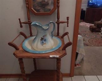 Basin and Pitcher with table.