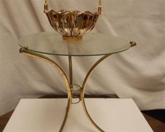 Small Glass Table & Silver Plated Basket