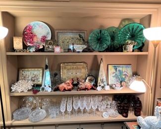 Waterford Powerscourt, Ruby cut to clear crystal, pair of vintage mirrored pyramids, Siggi Munk, Middle Eastern art