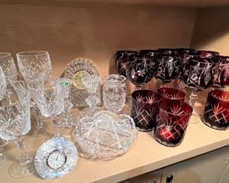 Waterford, cut glass, ruby cut glass
