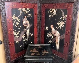 Antique Chinese inlaid screen