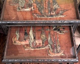 Pair of inlaid Asian nesting tables