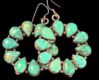 These Navajo earrings are ROCK STAR earrings!  They are old and gorgeous.  Really great turquoise!