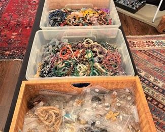 There and over 200 strands of semi-precious stones and too much jewelry to display.  Dig through these baskets.  You’ll find treasures!