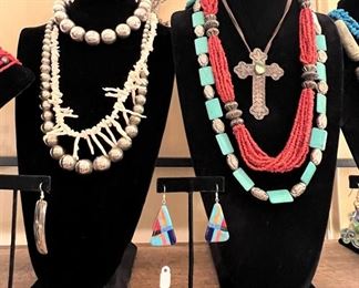 Sterling, turquoise and coral