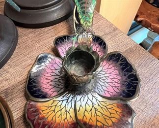 Vintage cloisonné candle holder