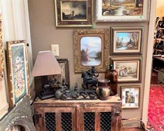 Wood and iron small Mexican sideboard