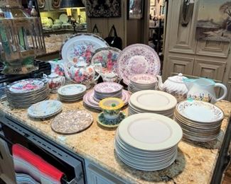 Ralph Lauren “Hampton Floral” Tea Set, Homer Laughlin, antique Aimcee purple