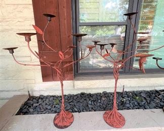 Pair of large iron candelabras