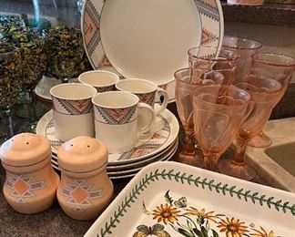 Mikasa Intaglio Santa Fe Dinnerware, Rose Glassware