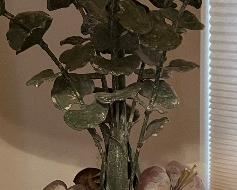 Table Lamp Metal Floral w Marble Base