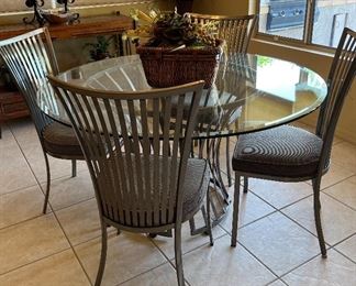 Johnston Casuals 54" Brushed Metal Set w 4 Chairs and 2 Swivel Barstools