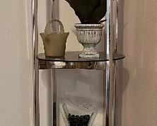 Metal and Smokey Glass Etagere'