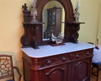 Massive Victorian Carved Chest with Mirror