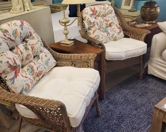 Wicker Chairs and Side Table